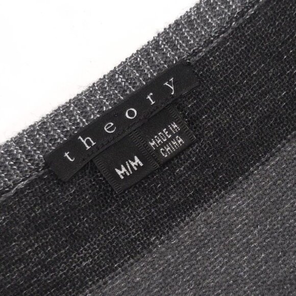Theory WOOL Blend Women's Pullover Sweater MEDIUM Gray Striped APRILY C LUSTROUS - Picture 5 of 10